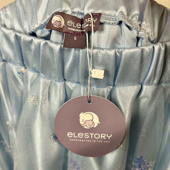 EleStory Women’s Tulle Snowflake Sequin Maxi Skirt Light Blue Size Small NWT - Picture 4 of 7